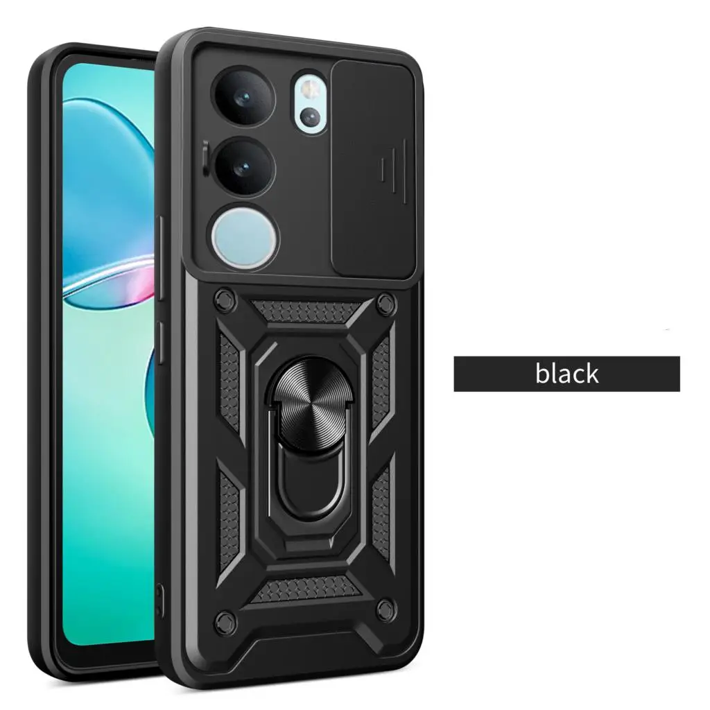 

ДЛЯ Vivo V29 слайд-камера Armor Phone Чехол для Google Vivo V29/Vivo V29e Capa Magnetic Ring Holder Vivo V27 V27 Pro/Vivo V27e