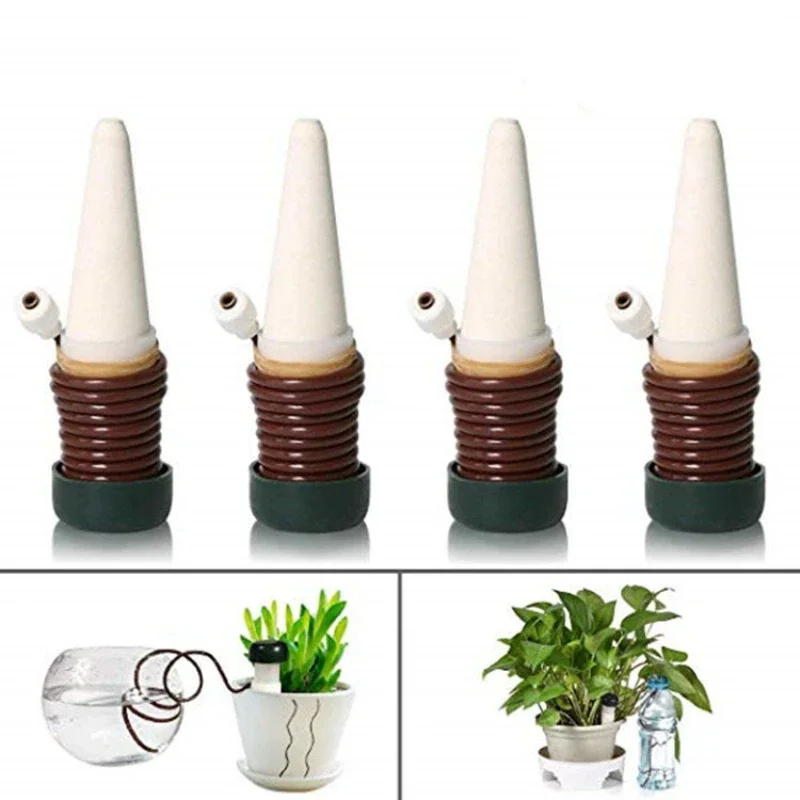 Ceramic Self Watering Spikes Automatic Plant Drip Irrigation Water Stake For Garden Vegetable Garden Drip Watering System 1-4Pcs
