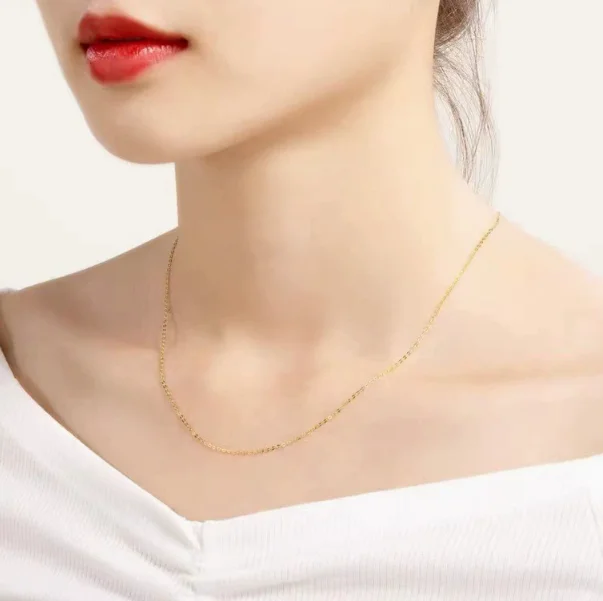 18k 골드 목걸이, 캐럿 골드 o 모양 체인, 목걸이 롤링 체인, au750 스탬프
