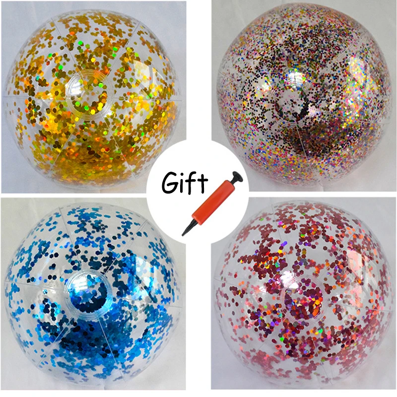 40cm Beach Balls Inflatable Beach Swim Pool Balls Toys for Kids Toddlers Outdoor Pool Game Toy Shine Water Ball with Inflator 2