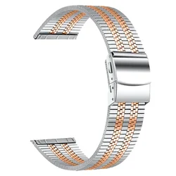 Stainless Steel Metal Band Bracelet - Premium Replacement Strap 20mm/22mm - 22mm Universal (Silver Rose Gold)