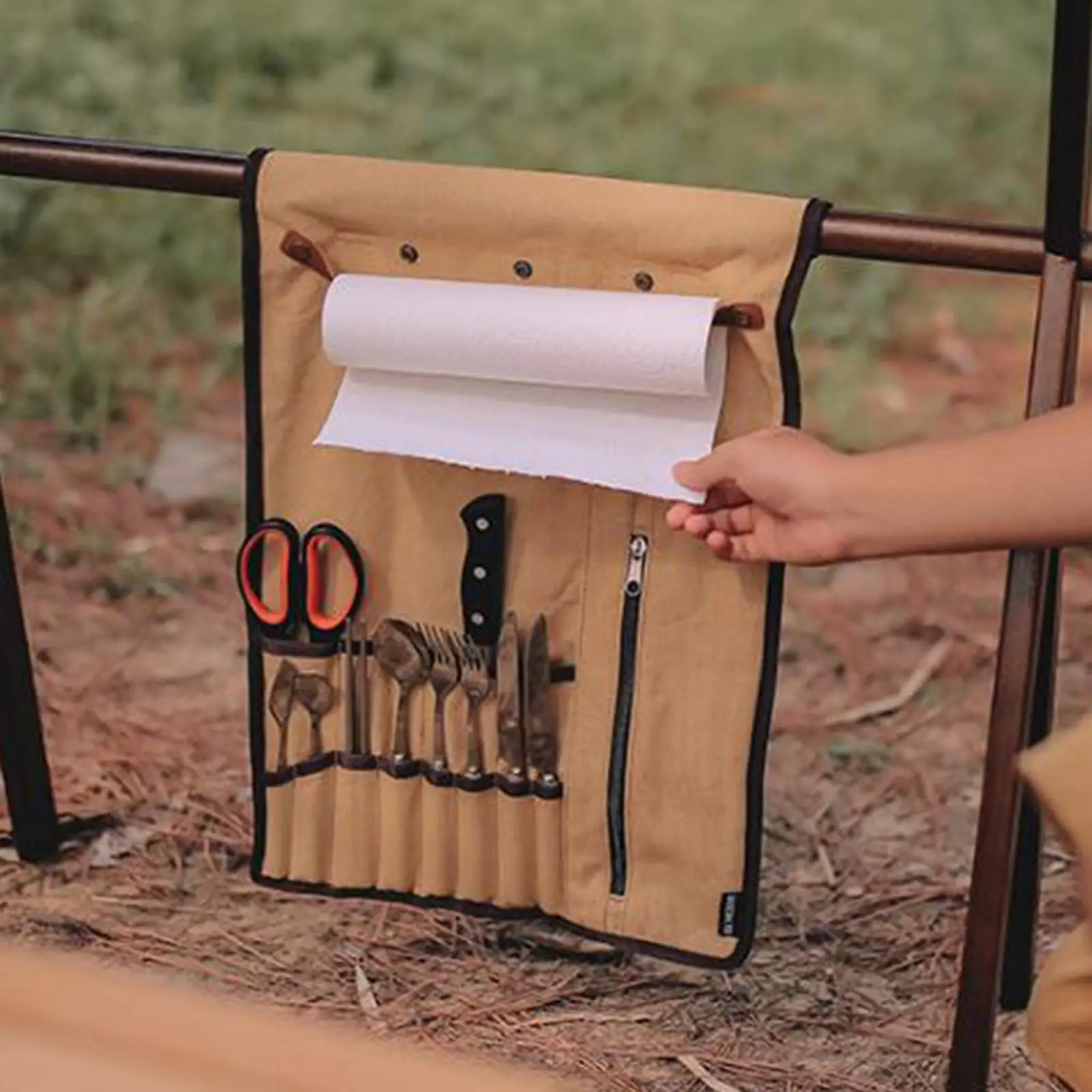 Multi Function Camping Utensil Roll up Bag Organizer Tableware Roll Holder
