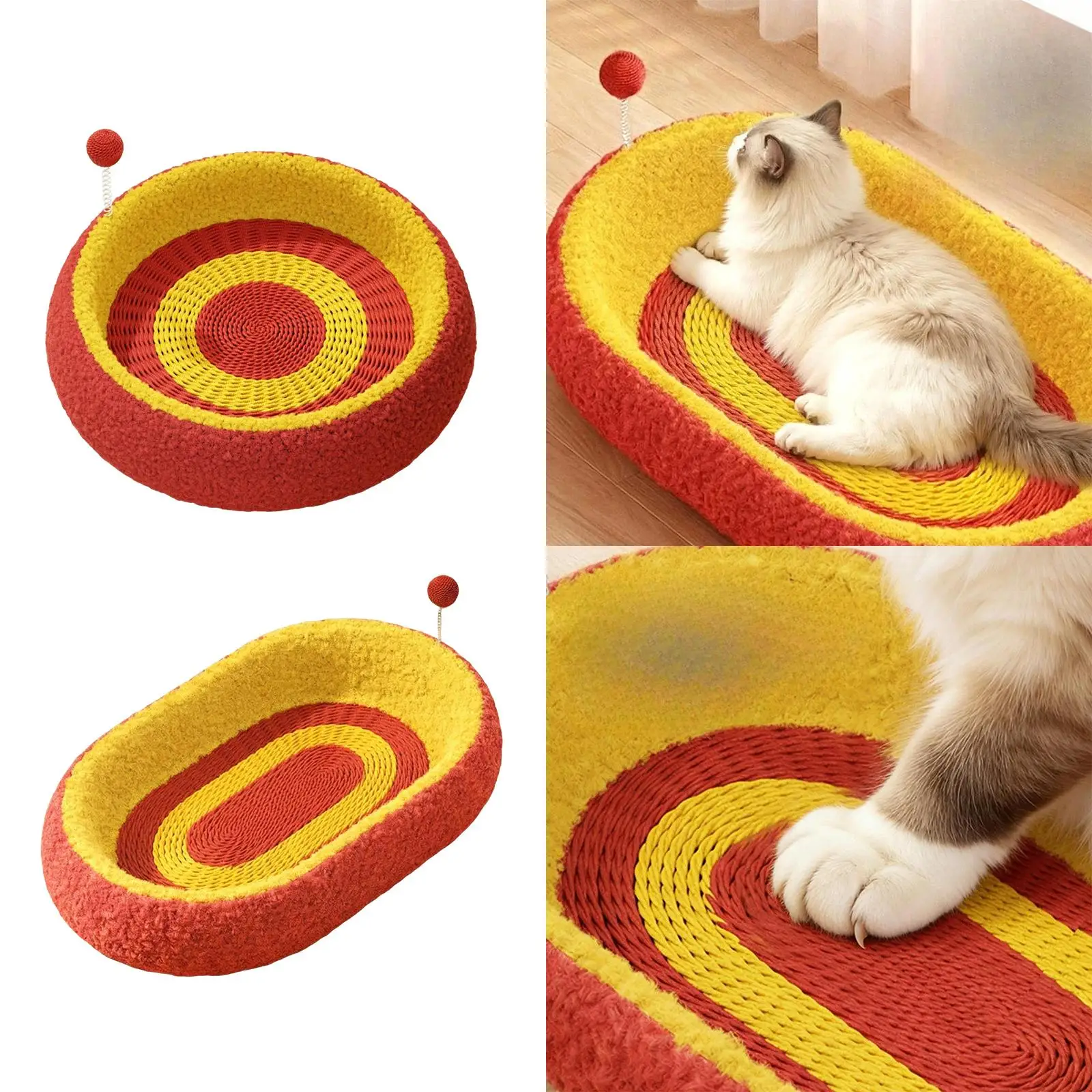 Cat Scratcher Multipurpose Wear Resistant Easy Clean Sturdy with Ball Lounge Scratch Pad for Claws Sharpening Training Playing Cat Scratcher Multipurpose Wear Resistant Easy Clean Sturdy with Ball Lounge Scratch Pad for Claws Sharpening Training Playing