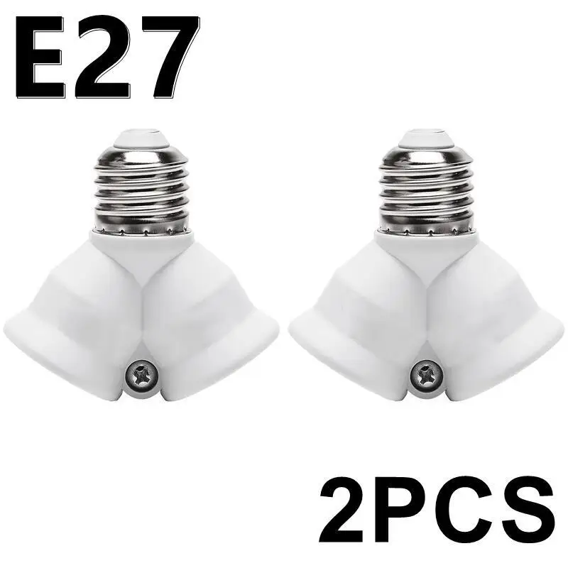 2PCSBulb Holder 2 in 1 E27 to E27 Lamp Socket High Heat Resistant Splitter Adapter Light Base lamp base Fireproof Material Holde