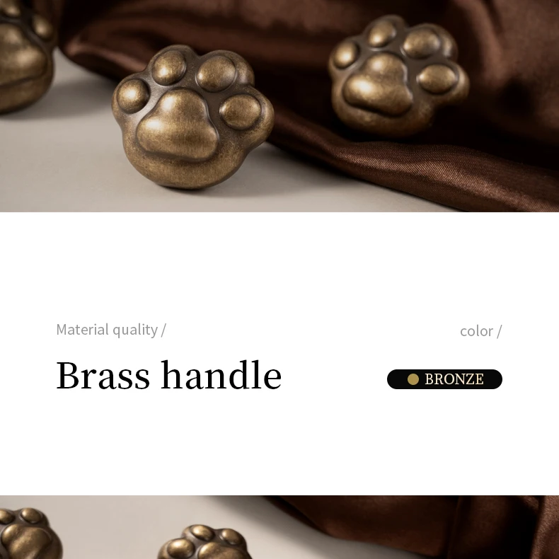 antique brass cat paw drawer knob 35mm