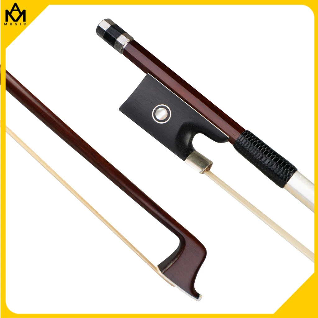 

4/4 Violin Bow Brazilwood Bow Round Stick Lizard Skin Grip White Mongolia Horsehair Ebony Frog W/ Paris Eye Inlay