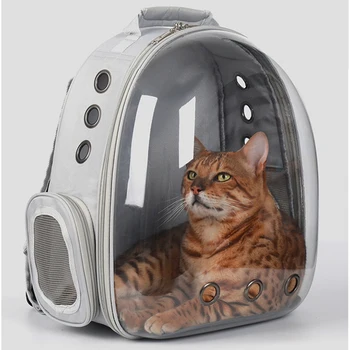 Mochila para gato, bolsa trasera para gatito, bolsa transparente de viaje portátil transpirable para exteriores, negro, gris, para perros y gatos pequeños 8