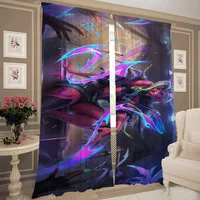 Window Kitchen Curtains for Living Room 2 Pieces Blackout Curtains Door Curtain League of Legends Partition Bedroom Decoration 2