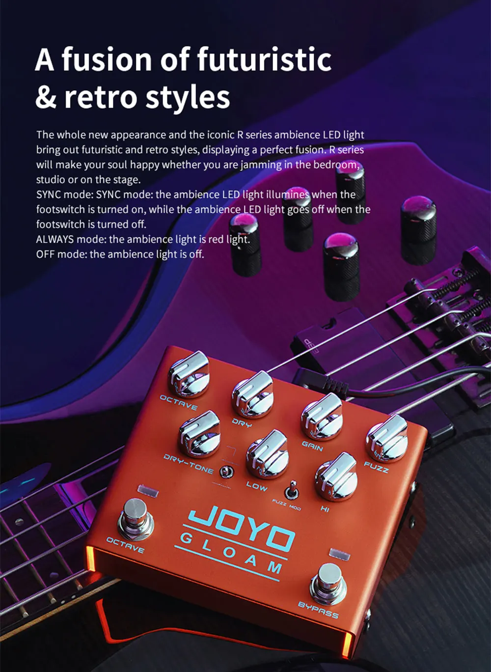 R-29 GLOAM Octave Fuzz Effect Pedal High Gain Bass Guitar Pedal with Independent
