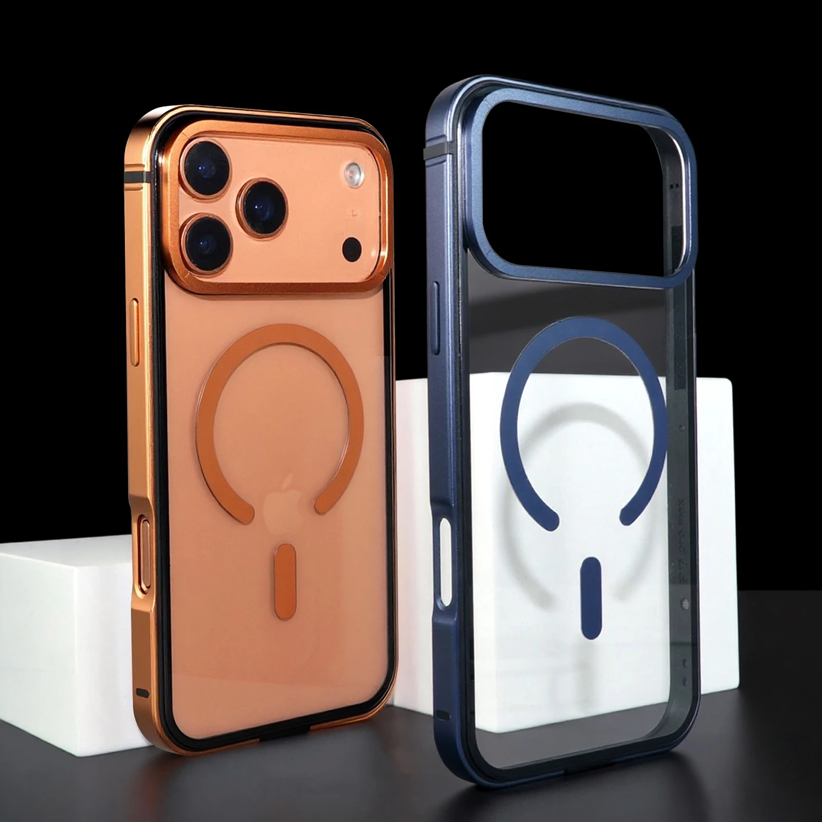 Premium Transparent Alloy Frame Phone Case with Metal Bumper and Camera Protection