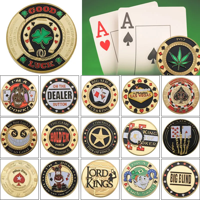 

Good Luck Coin Chips 24k Gold Casino Table Game Metal Poker Card Guard Protector Luck Challenge Coin Chips Token Coin Game