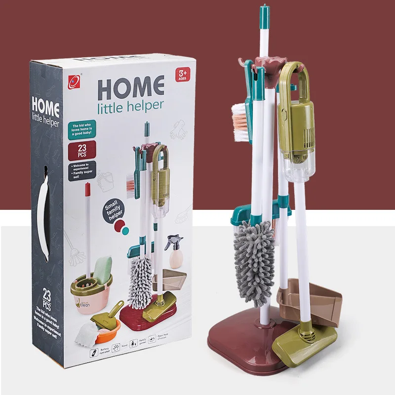 Kids Simulated Life Cleaning Toys Children's Pretend Play Cleaning Set and Sanitation Simulation Broom Vacuum Cleaner Tool Toy 5