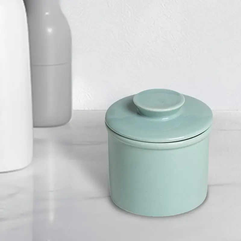 Butter Dish Crock With Lid Modern Round Ceramic Butter Holding Plates Spreadable Porcelain Keeper Cheese Storage Container