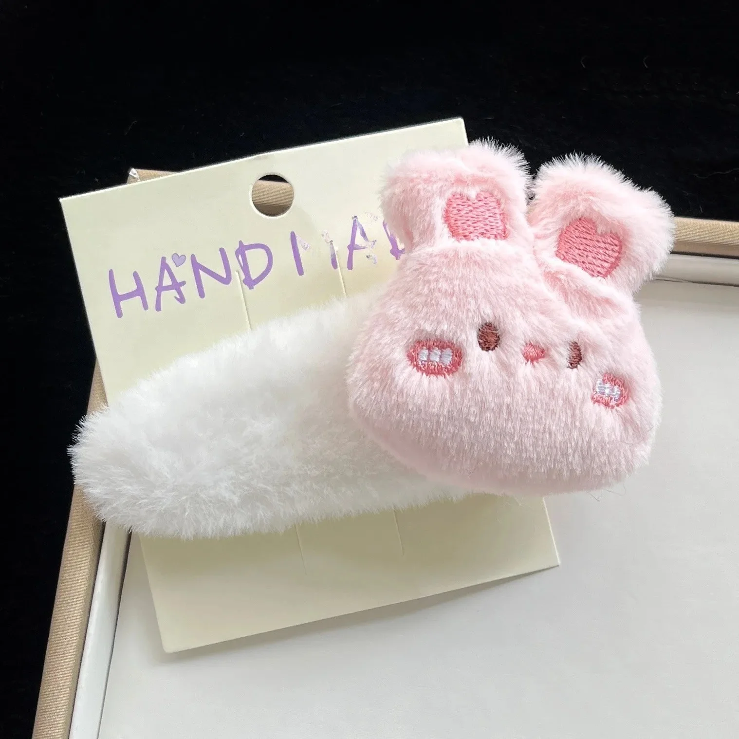 Pink plush rabbit BB clip