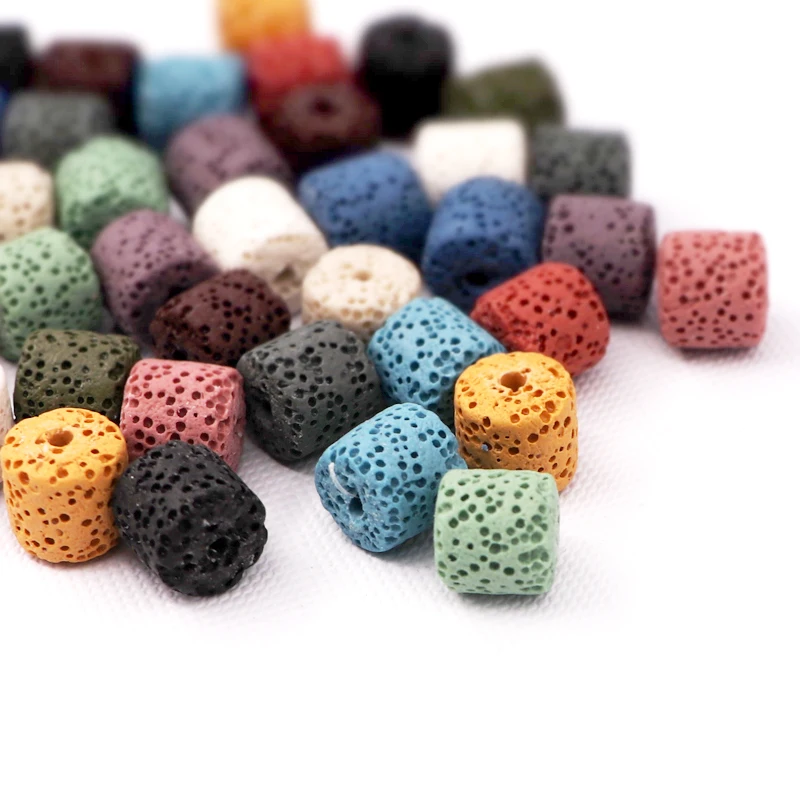 

Оптовая Продажа 77 шт./лот 10 мм лавовые бусины цилиндрической формы разделительные бусины для изготовления ювелирных изделий ожерелий браслетов DIY бусины аксессуары