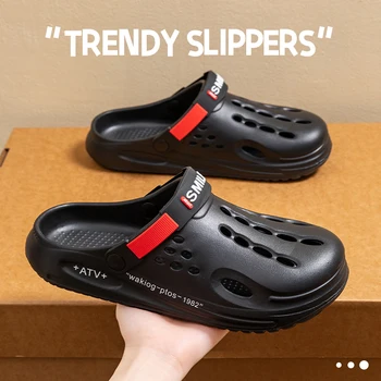 2026 Summer Fashion Thick Sole Platform Clogs Men's Breathable Non-Slip Beach Mules Slippers Men Plus Size 36-45 Couples Sandals 1