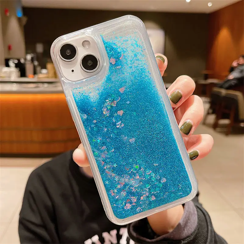ตัวเลือกสินค้า เคสใสกันกระแทก กลิตเตอร์หัวใจ สำหรับ iPhone 16/15/14/13/12/11