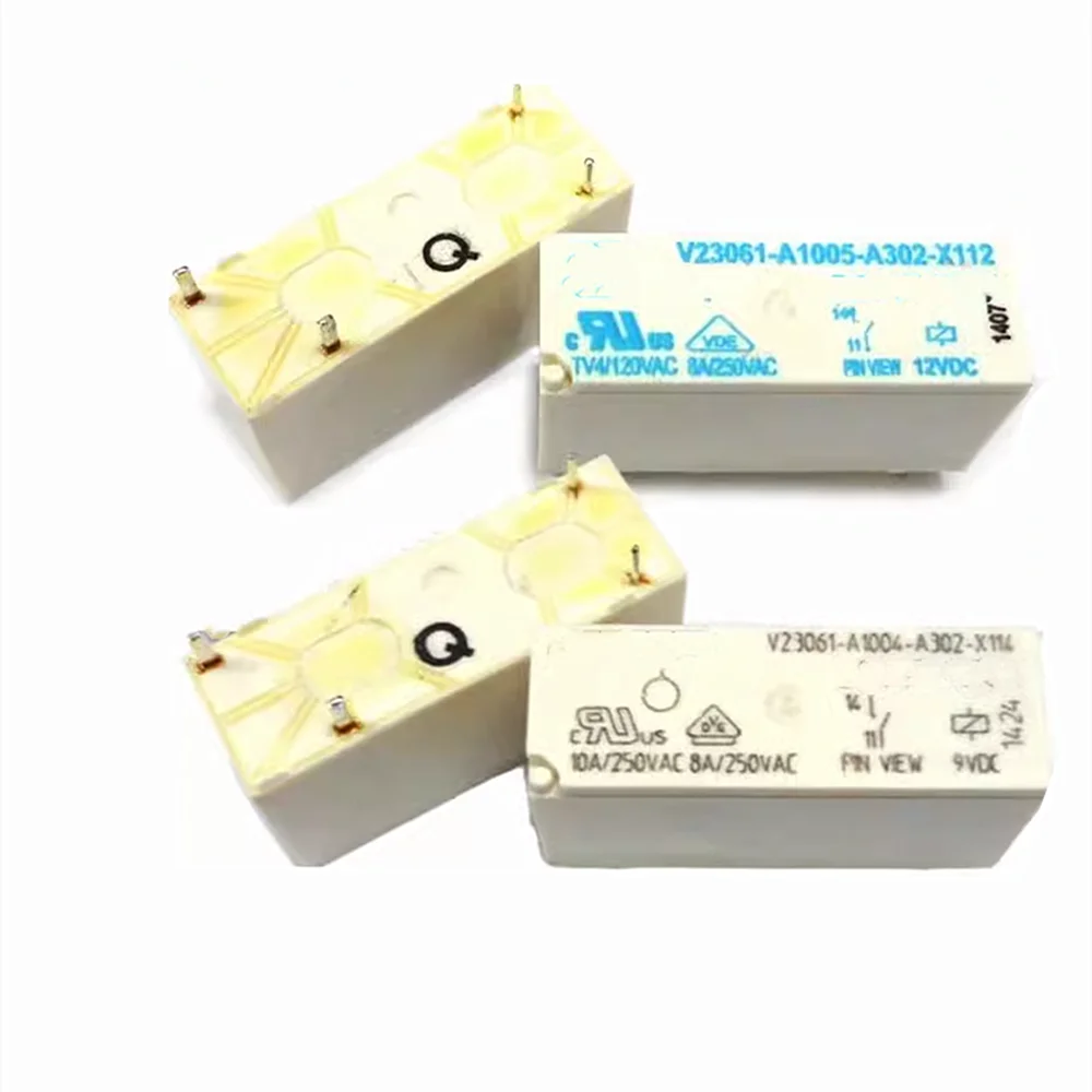 2 pieces V23061-A1004-A302-X114 9VDC  V23061-A1005-A302-X112 12VDC  V23061-A1007-A302-X113 24VDC  Power Relay 8A 250VAC 4 Pins