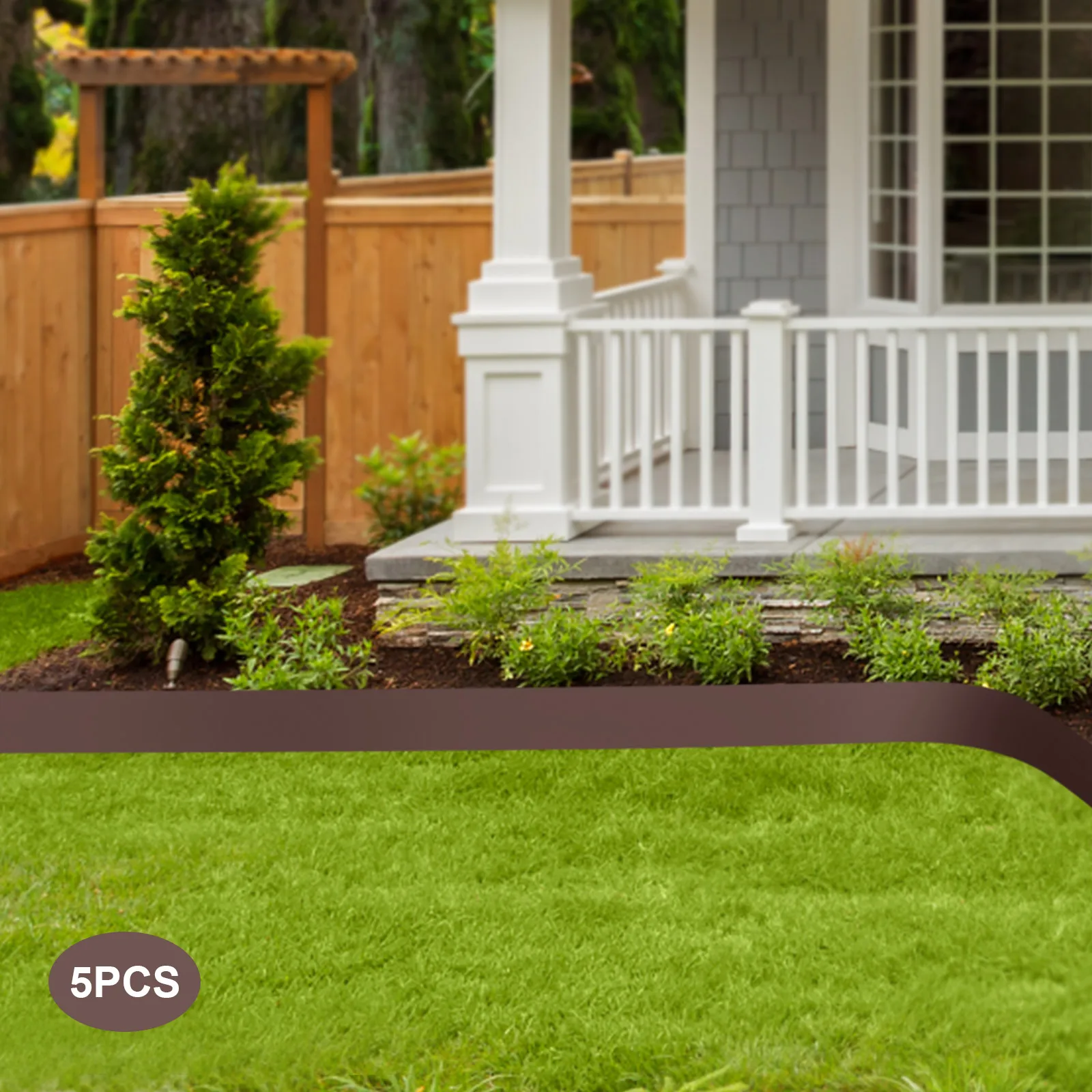 5PCS 5"x39" Flexible Steel Landscape Border 16.25 ft Length Landscaping Metal Edging, Brown Lawn Edge for Garden Yard