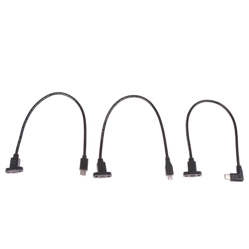 마이크로 타입 USB USB 3.1 남성 커넥터 - 타입-C USB 3.1 여성 연장 케이블 17mm (나사 포함) 패널 마운트 홀 0.3m