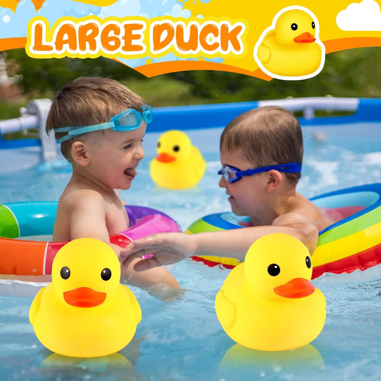 1/2 Pcs Rubber Duck 10.2 Inch Duck Toy Giant Rubber Duck Large Rubber Ducky Toy Squeaky Big Yellow Rubber Ducks 5