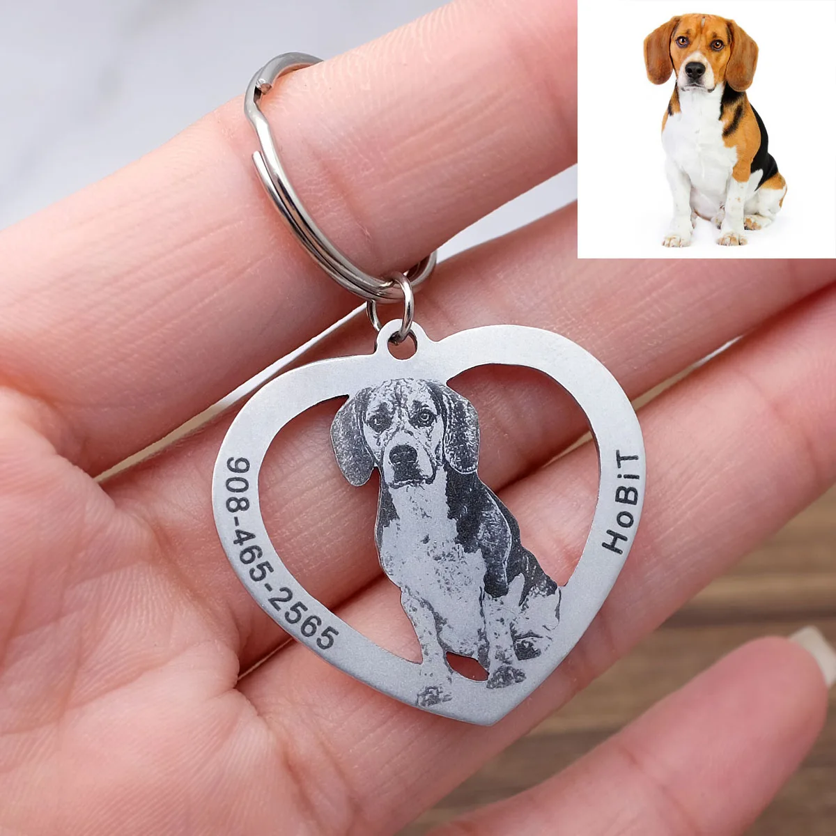 

Custom Photo Dog Tag Personalized Pet Tag Dog ID Tag Dog Collar Charm Pet Picture Heart Pendant Dog Name Tag