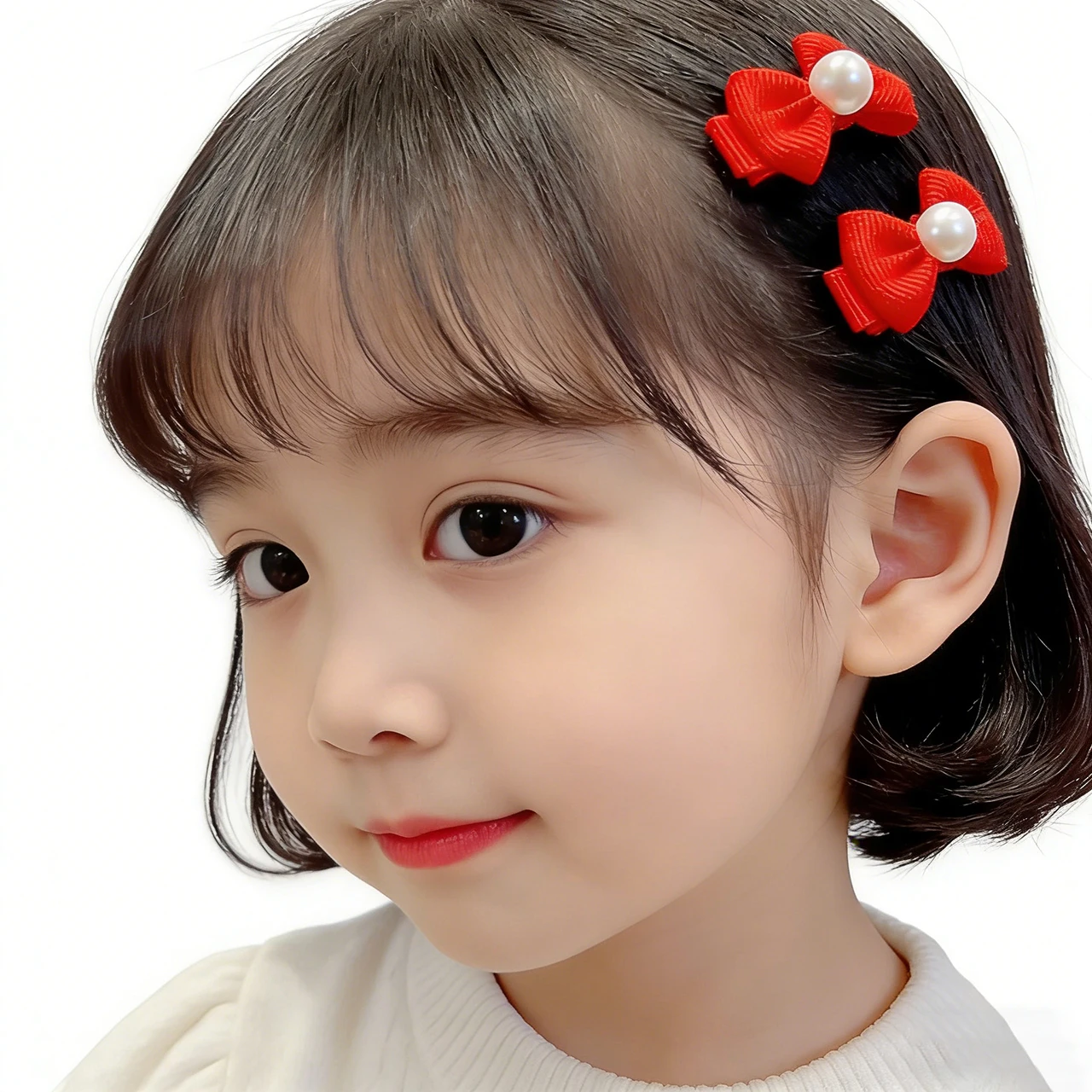 10개/세트 달콤한 리본 진주 헤어핀 단색 바레트 머리 장식 공주 소녀 헤어핀 어린이 헤어 액세서리