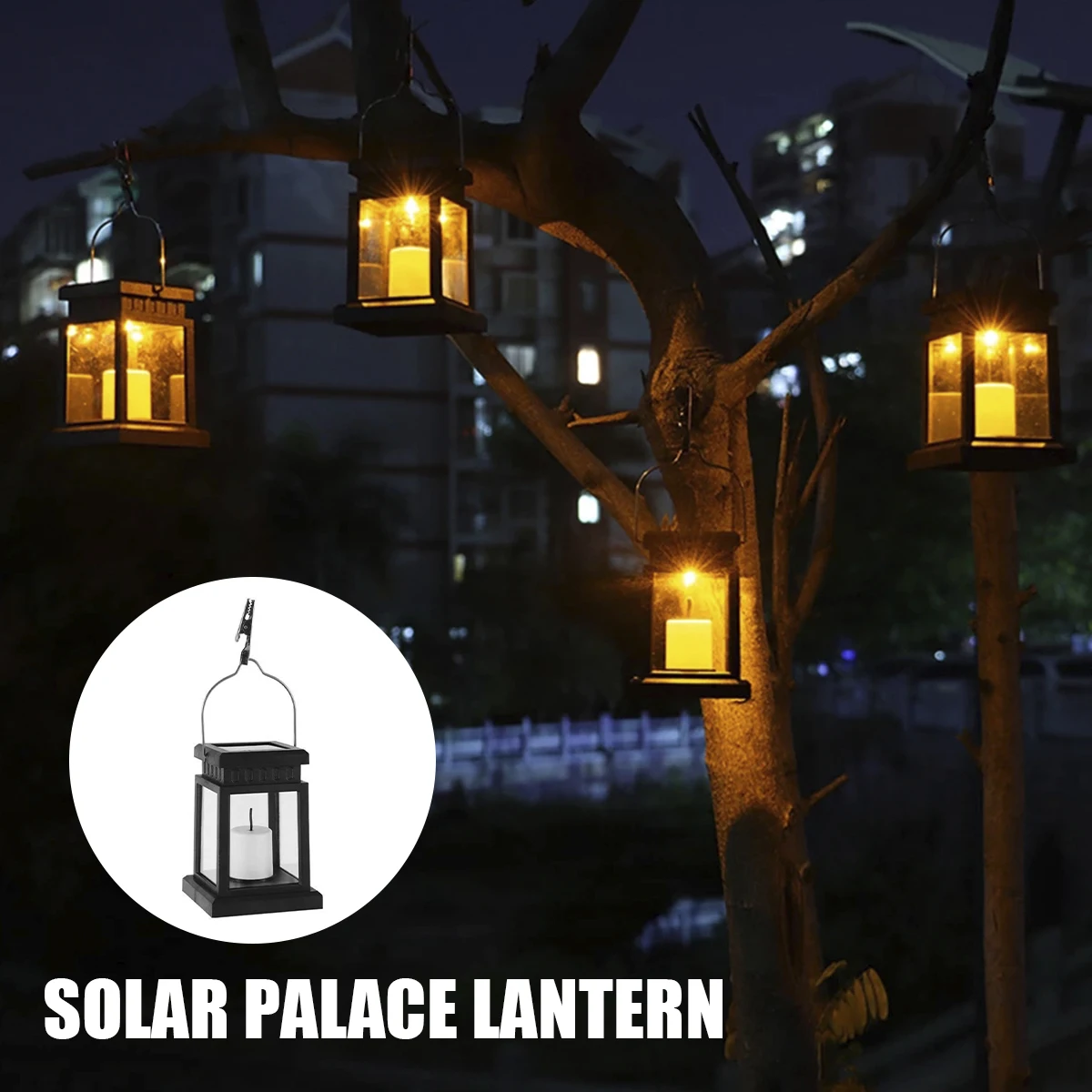 Outdoor Solar Candle Lantern Outdoor LED Solar Lantern IP44 Waterproof Hanging Lantern Light Auto ON/OFF Solar Landscape Light