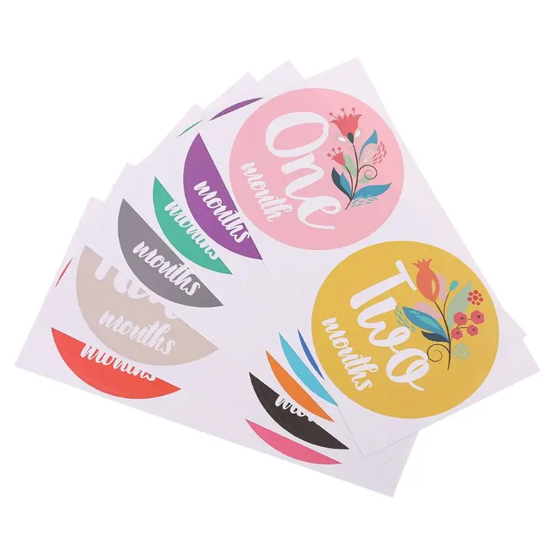 12 Pcs Animal First Year Monthly Milestone Photo Sharing Baby Belly Stickers 1-12 Months Photo Keepsakes newborn photography props