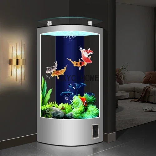 

Living Room Small Floor Fan-Shaped Semicircle Back Filter Automatic Water Circulation Broken Small Fish Tank Aquarium