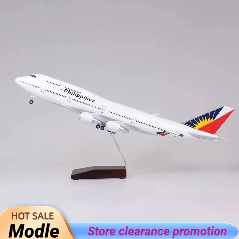 

Hot Sale 47CM 747 B747 Model Philippines Airlines with Landing Gear Wheels Lights Resin Aircraft Plane Collectible Toy