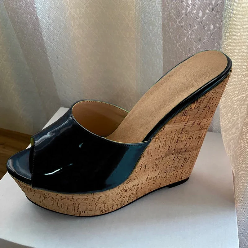 

2024 Women Platform Mules Sandals Sexy Wedges High Heels Sandals Open Toe Green Black Blue Party Shoes Women US Plus Size 5-15