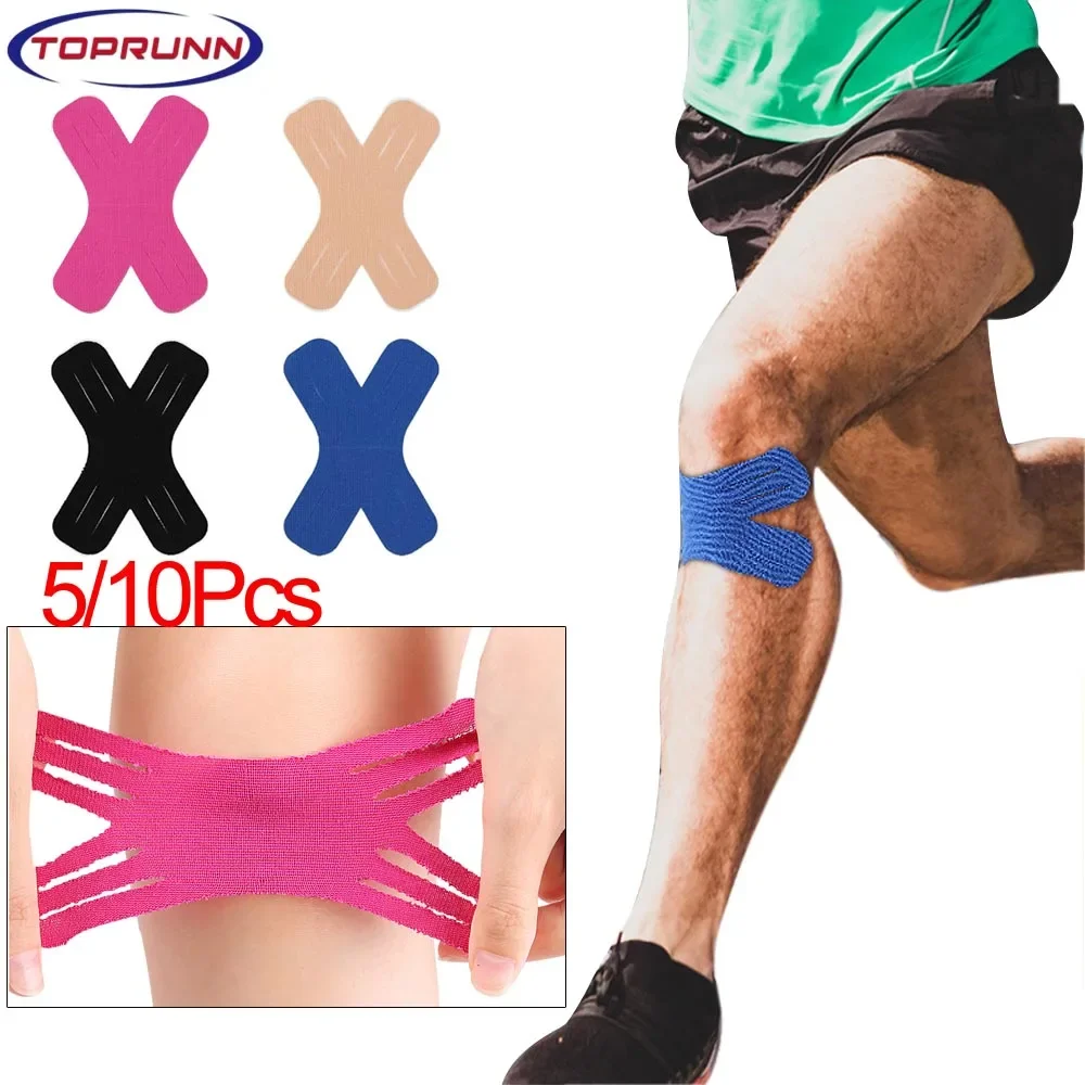 5/10PC Kinesiology Tape,Muscle Support Athletic Sports Tape Therapy Recovery Adhesive X Type for Knees,Shoulder Pain Relief