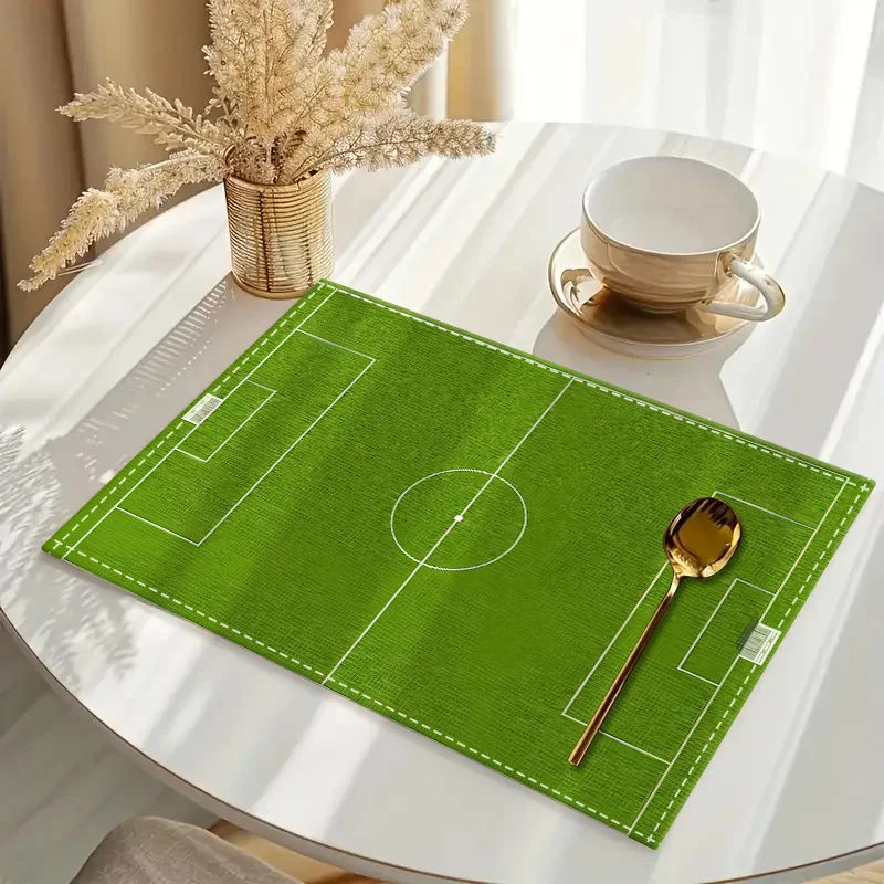 Kitchen Cloth Art Placemats, Soccer Field Place Mats - Perfect for Sports Fans and Home Decor, Ideal for Dining Table, Picnic - 6