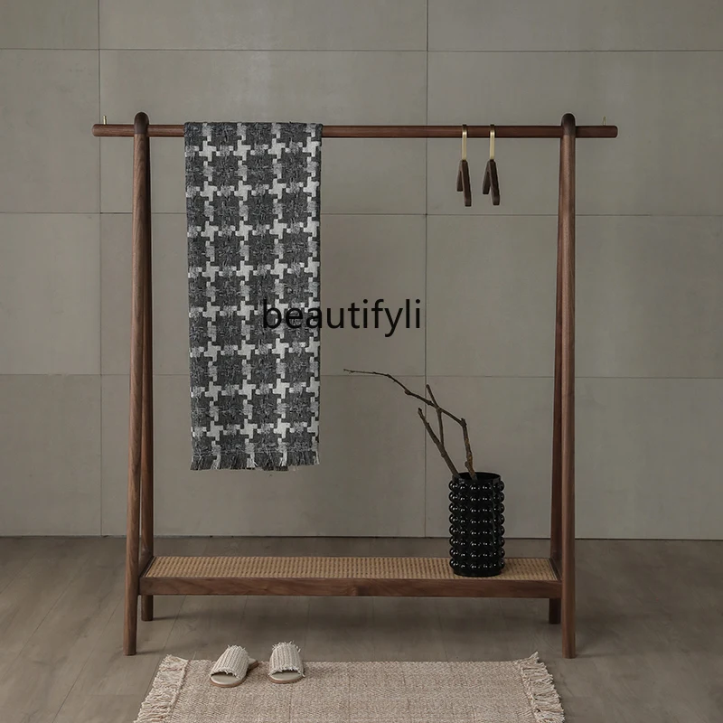 

CXH Solid Wood Hanger Floor Black Walnut Wood Cloth Hanger Hang the Clothes Bedroom Coat Rack