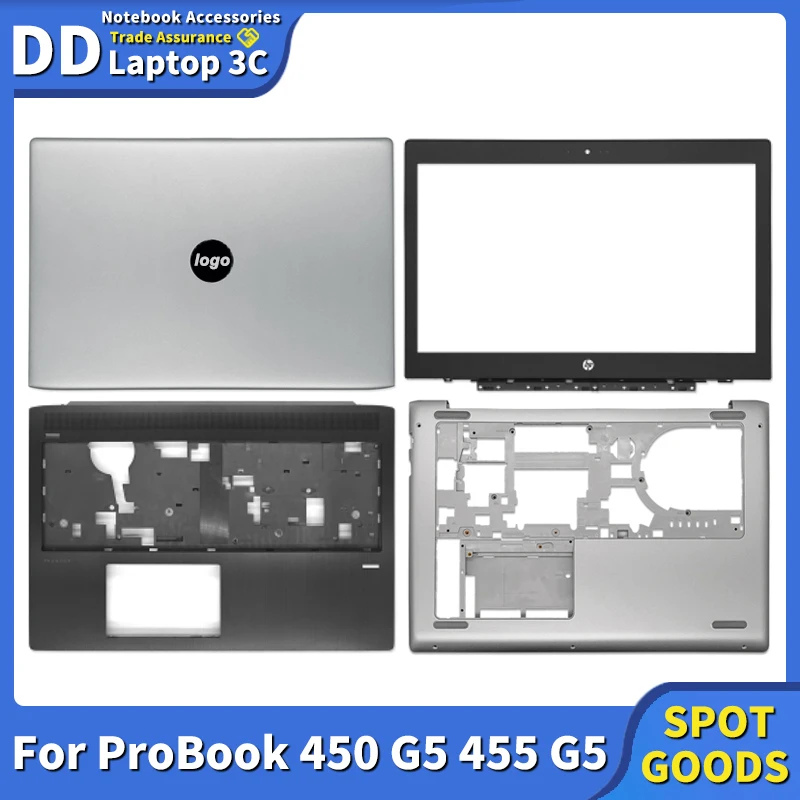 

New Laptop LCD Back Cover/Front Bezel/Palmrest/Bottom Case For HP ProBook 450 G5 455 G5 Top Laptop Replace Case Shell Silvery