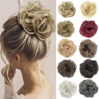 Perruque synthétique avec bandeau en forme de disheveled, chignon, cheveux naturels, haute température, soie ultraviolette, boucles, 2006/bun 2