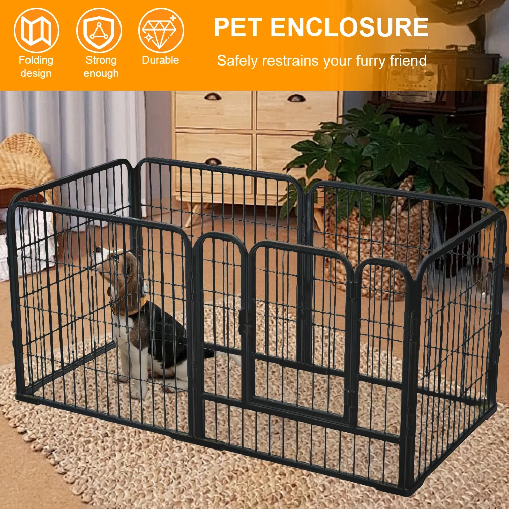 6 Panels Heavy Duty Dog Puppy Playpen Foldable Exercise Puppy Kennel Cage Heavy Duty Dog Exercise Fence for Cat Puppy Rabbits