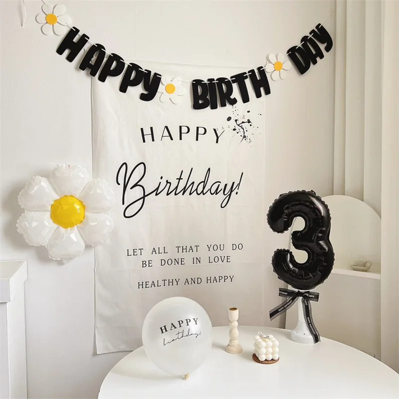 Happy Birthday Background Tapestry Ins Simple Forest Japanese Backdrop Decorative Hanging Cloth Home Party Scene Photo Prop tapestry decor