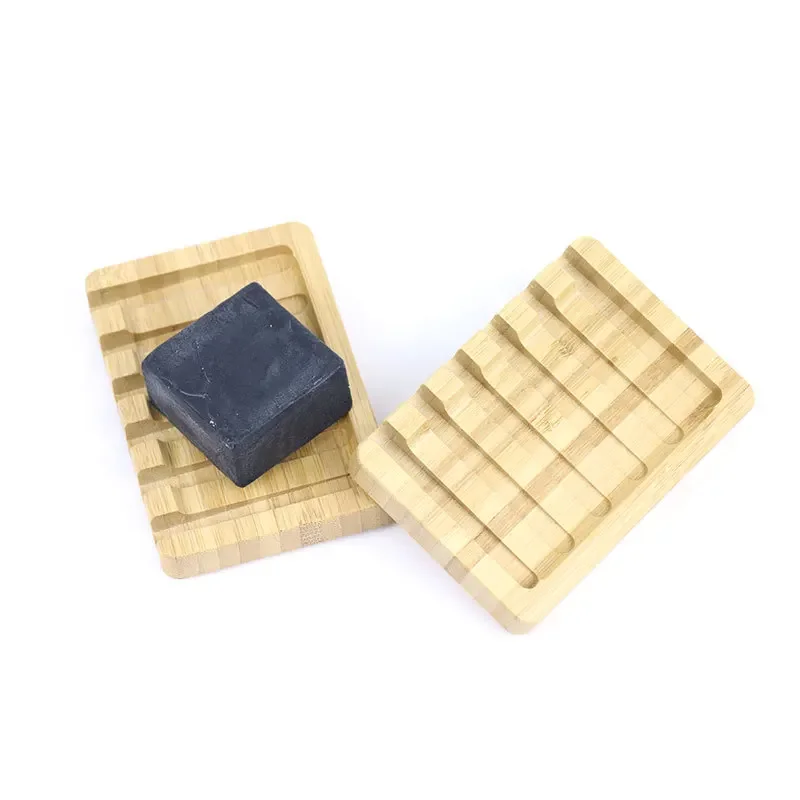 Wooden Soap Dishes with Water Drain Natural Home Portable Bamboo Soap Sponge Holder Bathroom Accessories Organizer Tray