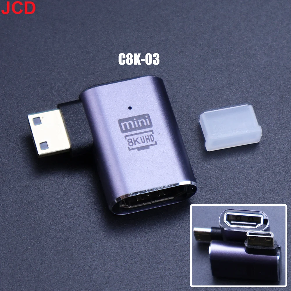 8K HD Right Angle HDMI-Compatible Adapter - Male to Female Converter