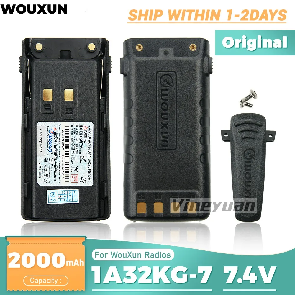 

Original Wouxun 7.4V 2000mAh 1A32KG-7 1A20KG-7 Li-ion Battery for KG-UV9D KG-UV9D Plus Two Way Radios Battery with Belt Clip
