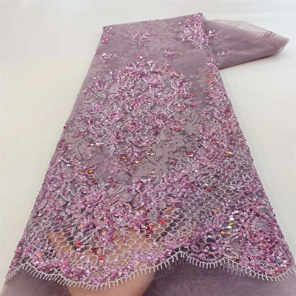 

Familiar Sequins Tulle Lace African Sequence Lace Fabric High Quality Nigerian French Mesh Net Lace Fabric For Wedding XZ32401