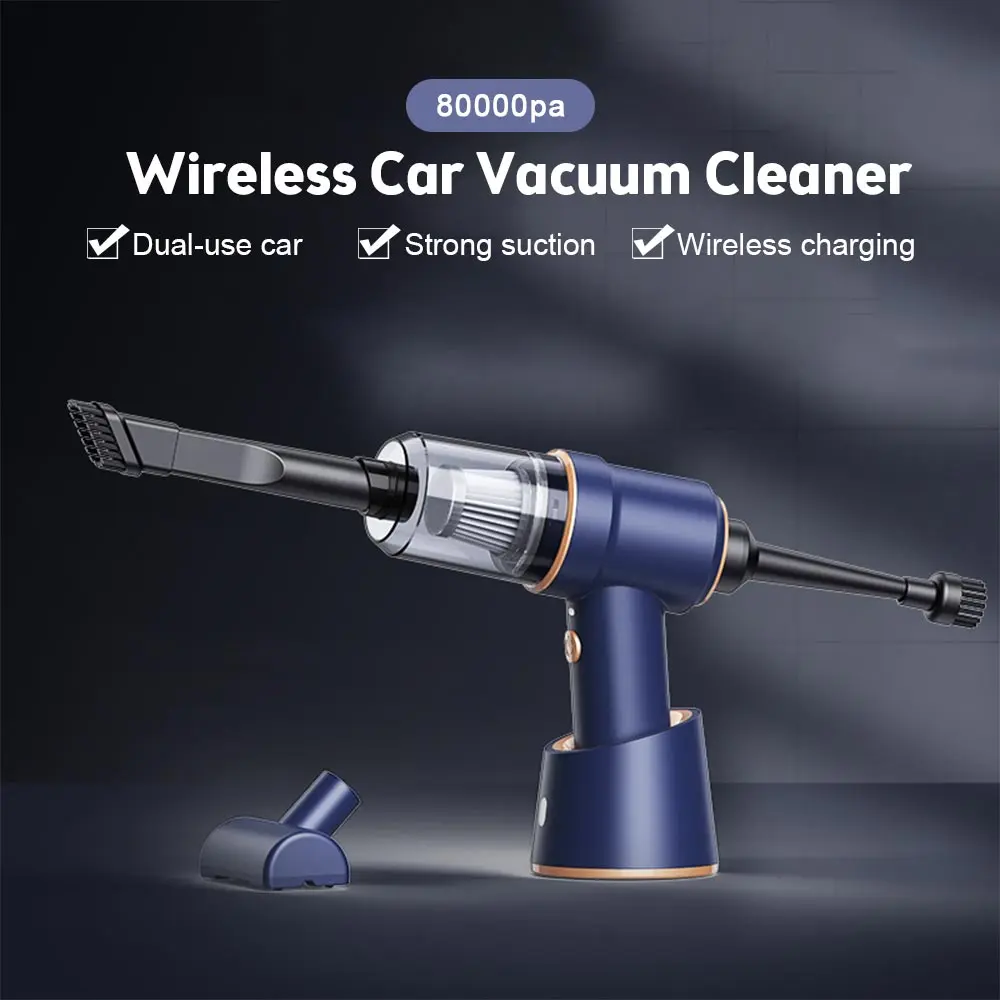 Car Vacuum Cleaner 80000Pa Wireless Charging Compressed 2 in 1 Air Blower Air Duster Handheld High-power Duster For Home Office