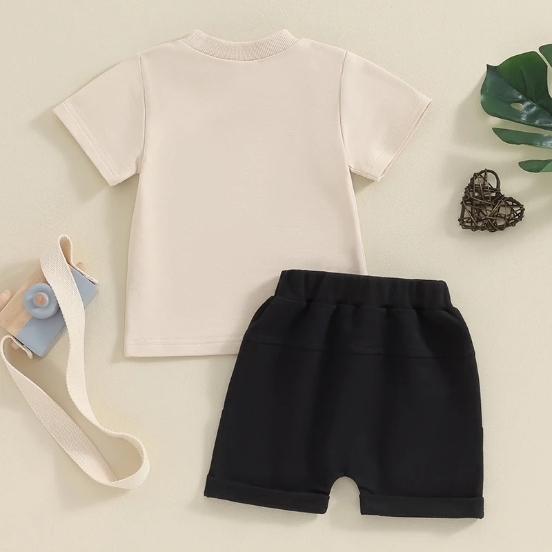 Summer Baby Boys Clothes Sets Fashion Cotton Letter Printing T-shirts+Drawstring Shorts 2pcs Kids Outfits for Infant Tracksuits