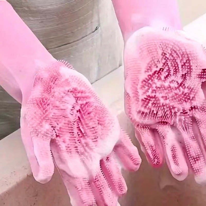 10PCS Washing Cleaning Gloves Convex Point Silicone Multi Purpose Gloves For Pet Cleaning Kitchen Washing Tools