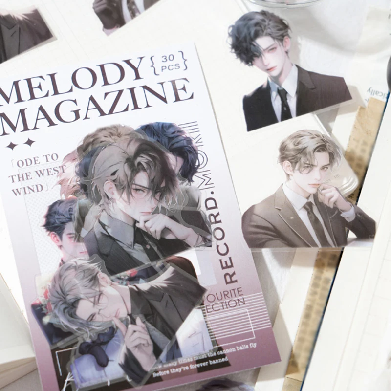 Mr. Paper, 30pcs, 청소년 Ins 스타일 테마 스티커, 스크랩북 노트, 사진 프레임, 일기 장식, 한국어 문구 스티커