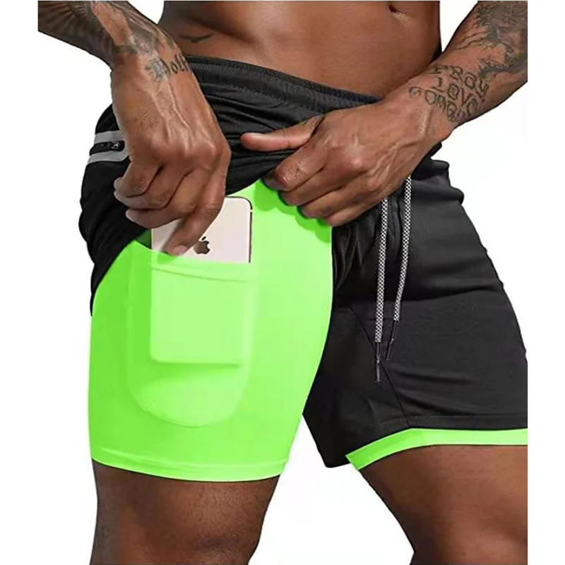 

2023 Sport Shorts Men Double-deck Compression Shorts 2 In 1 Beach Sweatpants Summer Gym Fitness Training Jogging Short Pants