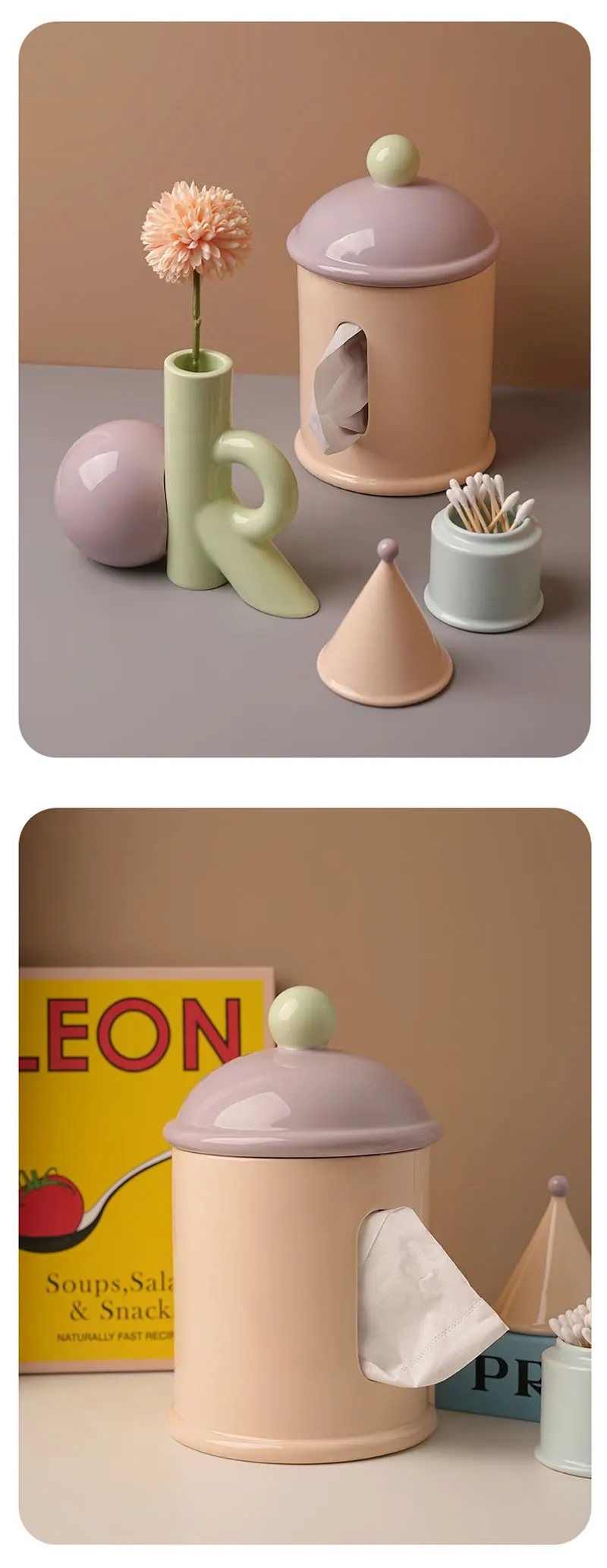 Creative Geometric Ceramic Tissue Box Ornaments Living Room Bathroom Draw Paper Box Tissue Box Cover Home Decoration Accessories