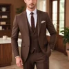 Dark Brown Suits for Men Fashion Single Breasted Solid Male Suit Fashion Business Casual Formal Wedding Party Tuxedo 3 Piece 1